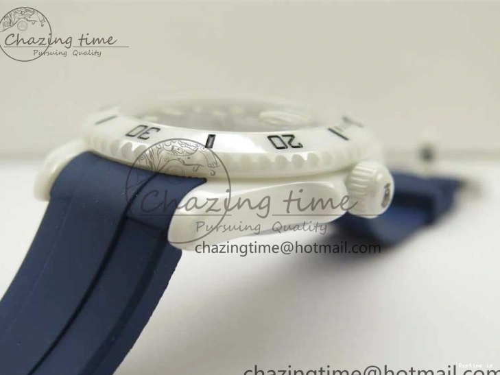 0104 Submariner 40mm White Ceramic 5GF Best Edition Dark Blue Dial on Blue Rubber Strap SA DailyWear 2486